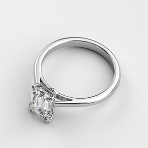 Elegant 14K or 18K white gold solitaire engagement ring featuring an asscher-cut diamond for timeless beauty.