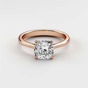 14K rose gold engagement ring featuring a stunning cushion-cut diamond, elegant cathedral setting, perfect for unforgettable moments.