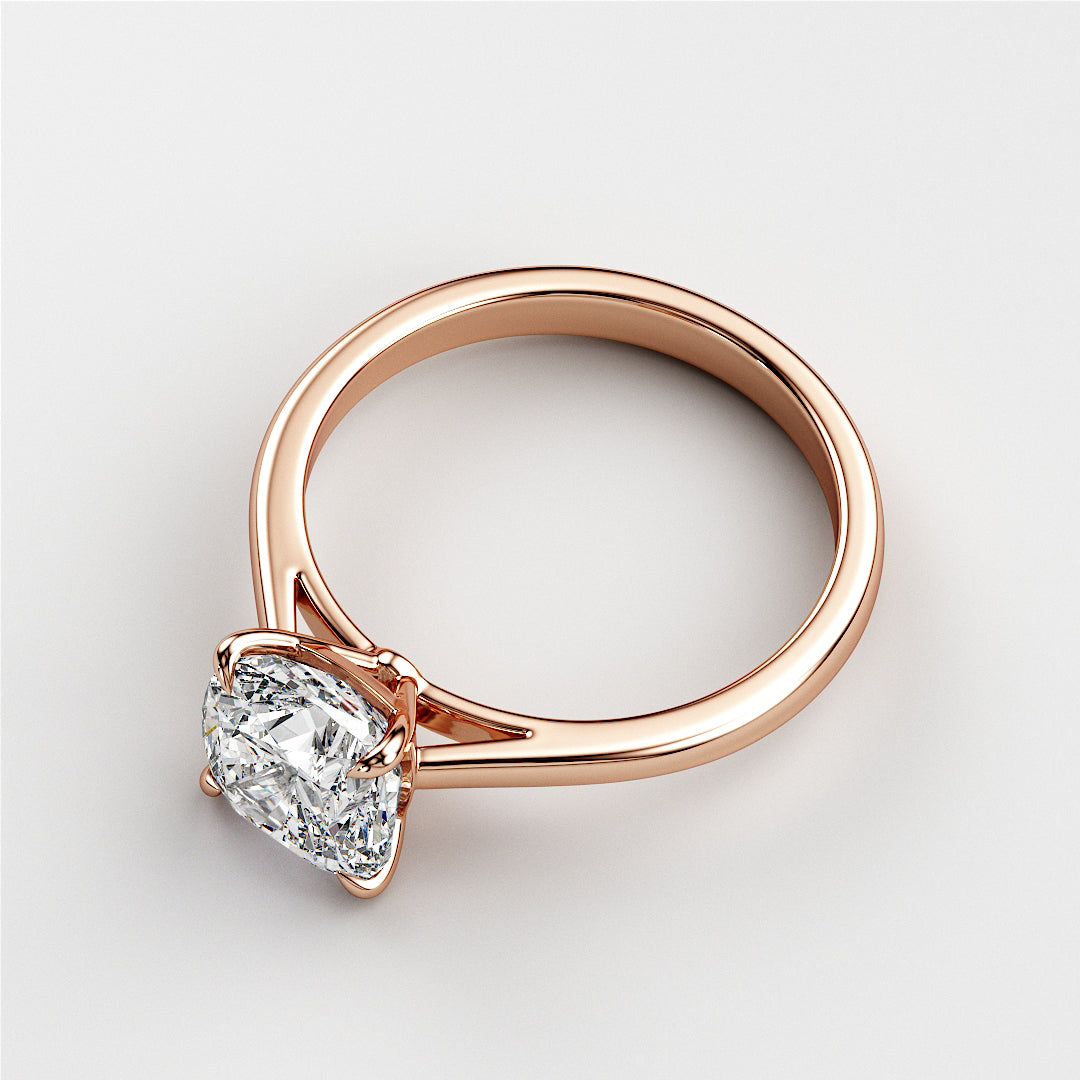 Rose gold diamond engagement ring in 14K/18K gold or platinum, featuring a stunning cushion-cut diamond on a white background.|







#14KRecycledRoseGold
#18KRecycledRoseGold


