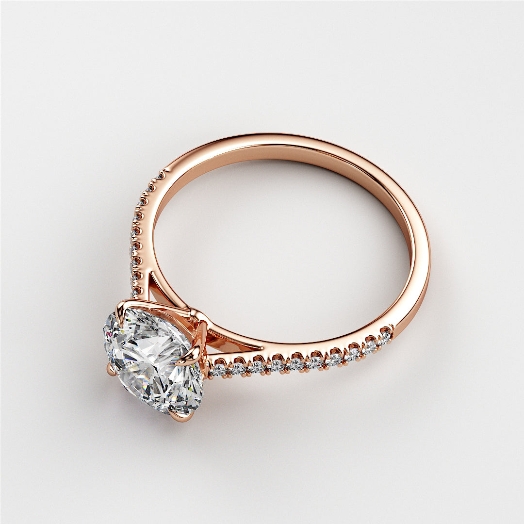Elegant rose gold engagement ring with oval diamond andPave setting, available in 14K, 18K, and platinum options.|







#14KRecycledRoseGold
#18KRecycledRoseGold


