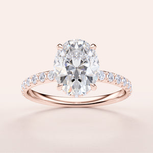 Stunning oval diamond ring in 14K or 18K rose gold, featuring a hidden halo andPave band, perfect for engagements.







#14KRecycledRoseGold
#18KRecycledRoseGold


