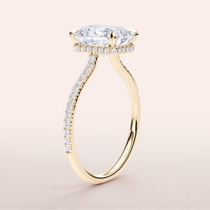 14K or 18K Yellow Gold Engagement Ring featuring East West Marquise Cut Diamond andPave Diamond Band.
