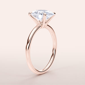 Rose Gold Solitaire Engagement Ring with Round Diamond, available in 14K, 18K, or Platinum - Elegant classic design.