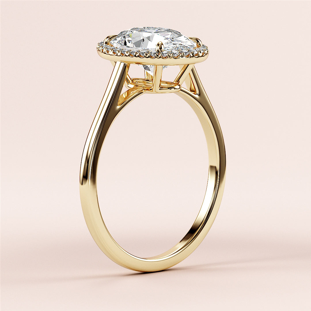 18K Gold Aylin Oval Halo Cathedral Engagement Ring with Diamond Accents, Elegant Design for Timeless Love.|




#14KRecycledYellowGold
#18KRecycledYellowGold





