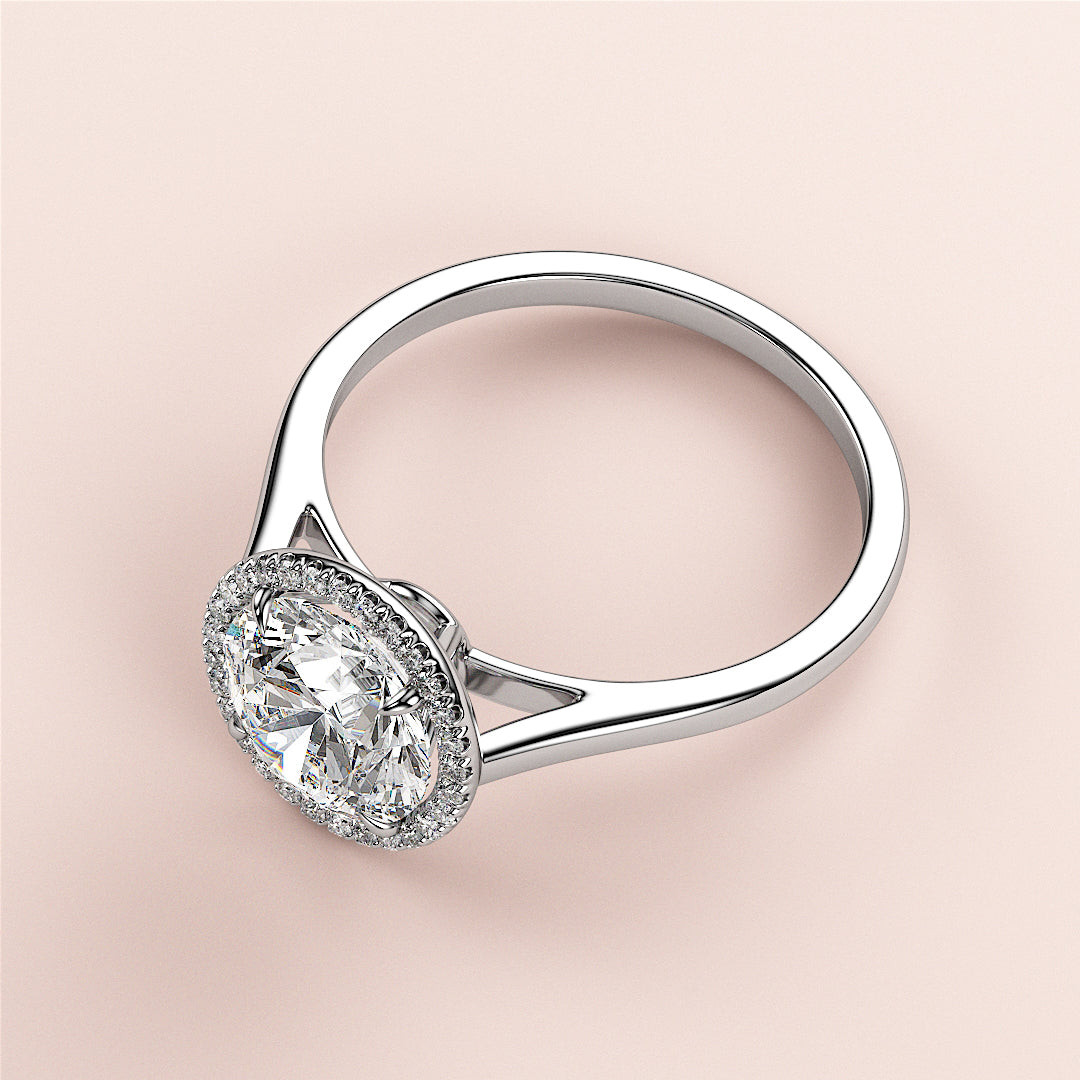 14K/18K White Gold Round Halo Cathedral Engagement Ring with Plain Band - Sparkling Diamond Detail|

#14KRecycledWhiteGold
#18KRecycledWhiteGold








#Platinum