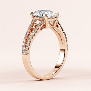 Elegant 14K rose gold engagement ring with marquise-cut diamond andPave accent diamonds. Perfect for timeless romance.