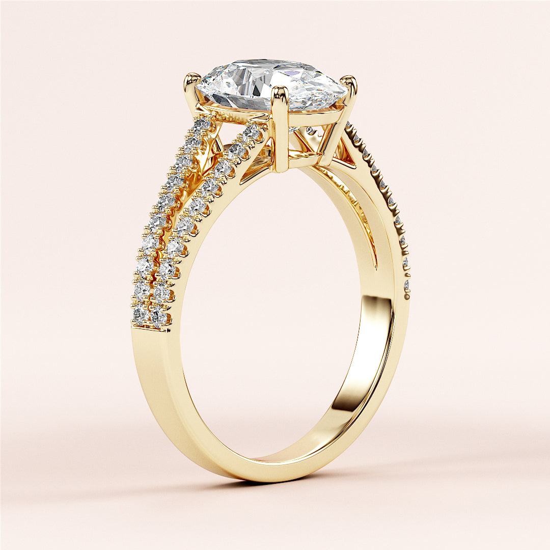 Elegant 14K/18K gold or platinum engagement ring with marquise diamond and double row of pave diamonds in a high prong setting.|




#14KRecycledYellowGold
#18KRecycledYellowGold





