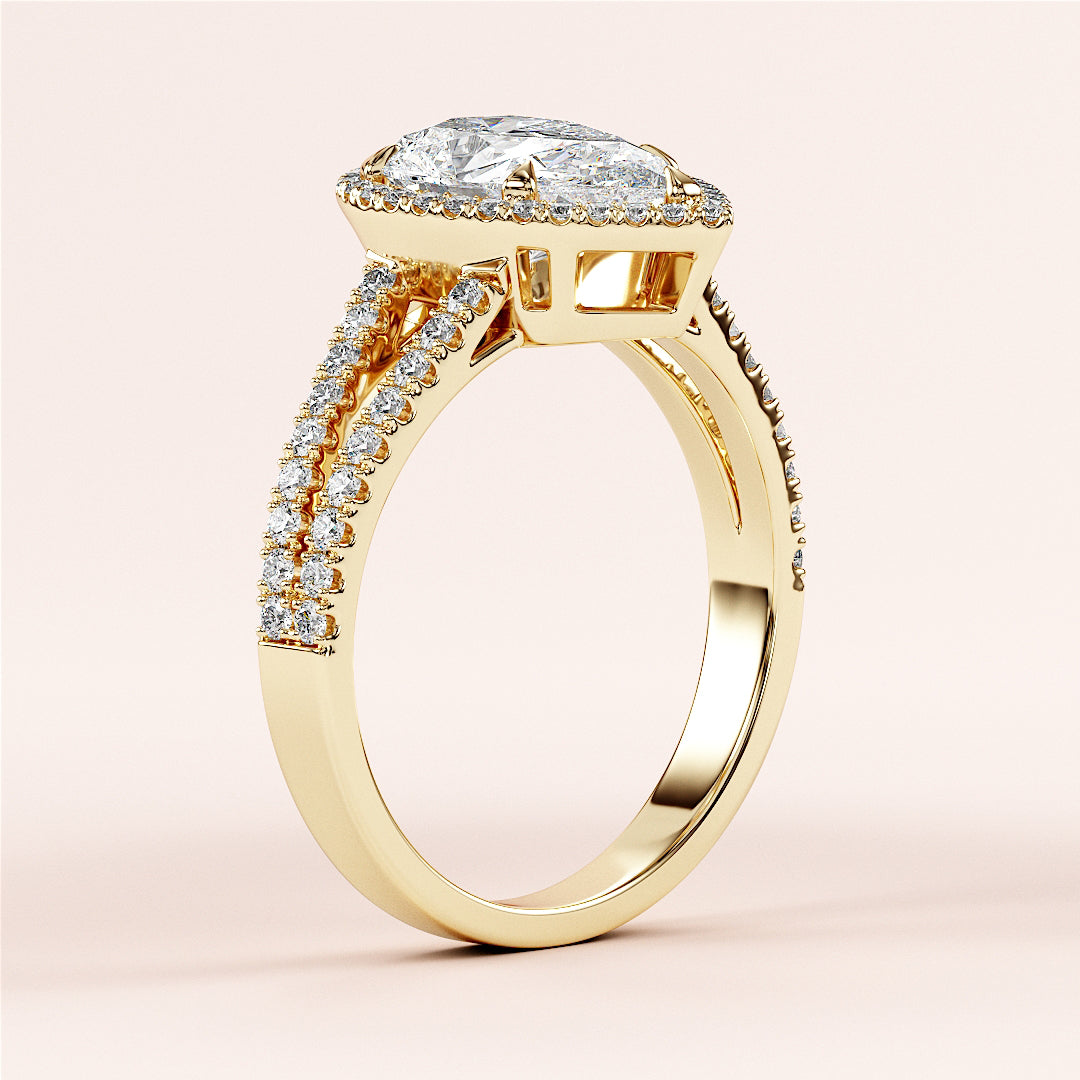 14K Yellow Gold pear halo split shank cathedralPave band engagement ring with marquise diamond and accents. Elegant luxury piece.|




#14KRecycledYellowGold
#18KRecycledYellowGold





