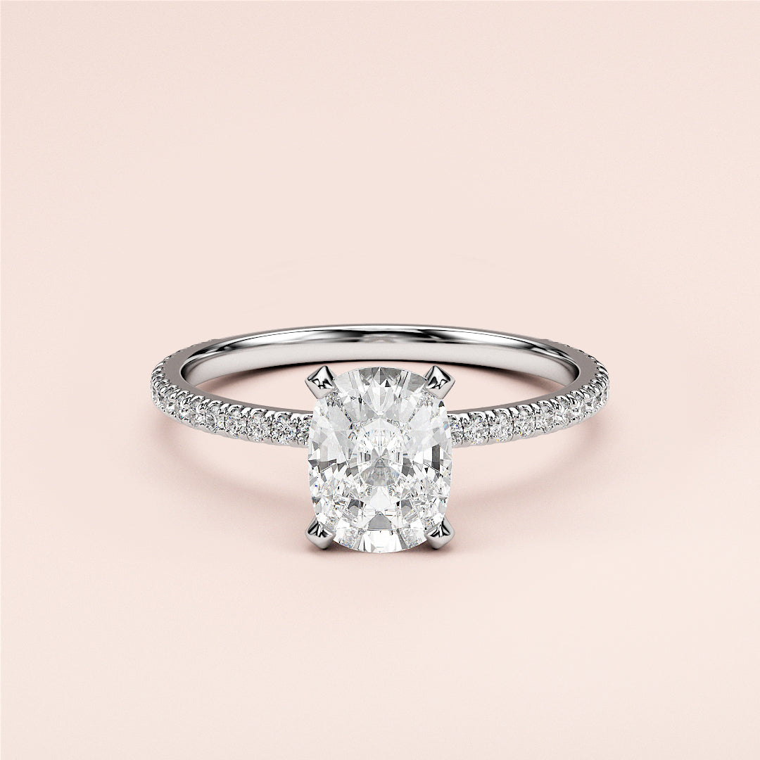 Elegant 14K white gold engagement ring featuring a sparkling oval diamond center and diamond-encrusted band for timeless luxury.|

#14KRecycledWhiteGold
#18KRecycledWhiteGold








#Platinum