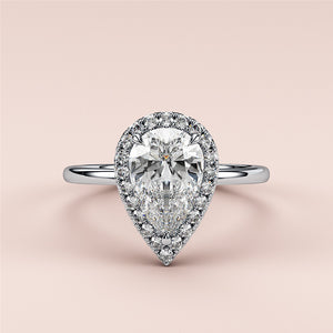 Radiant 14K/18K White Gold Engagement Ring with Princess-Cut Diamond andPave Setting, Luxurious and Stunning Design.