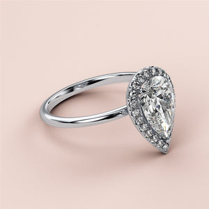 Radiant 14K/18K White Gold Engagement Ring with Princess-Cut Diamond andPave Setting, Luxurious and Stunning Design.