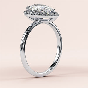 Radiant 14K/18K White Gold Engagement Ring with Princess-Cut Diamond andPave Setting, Luxurious and Stunning Design.