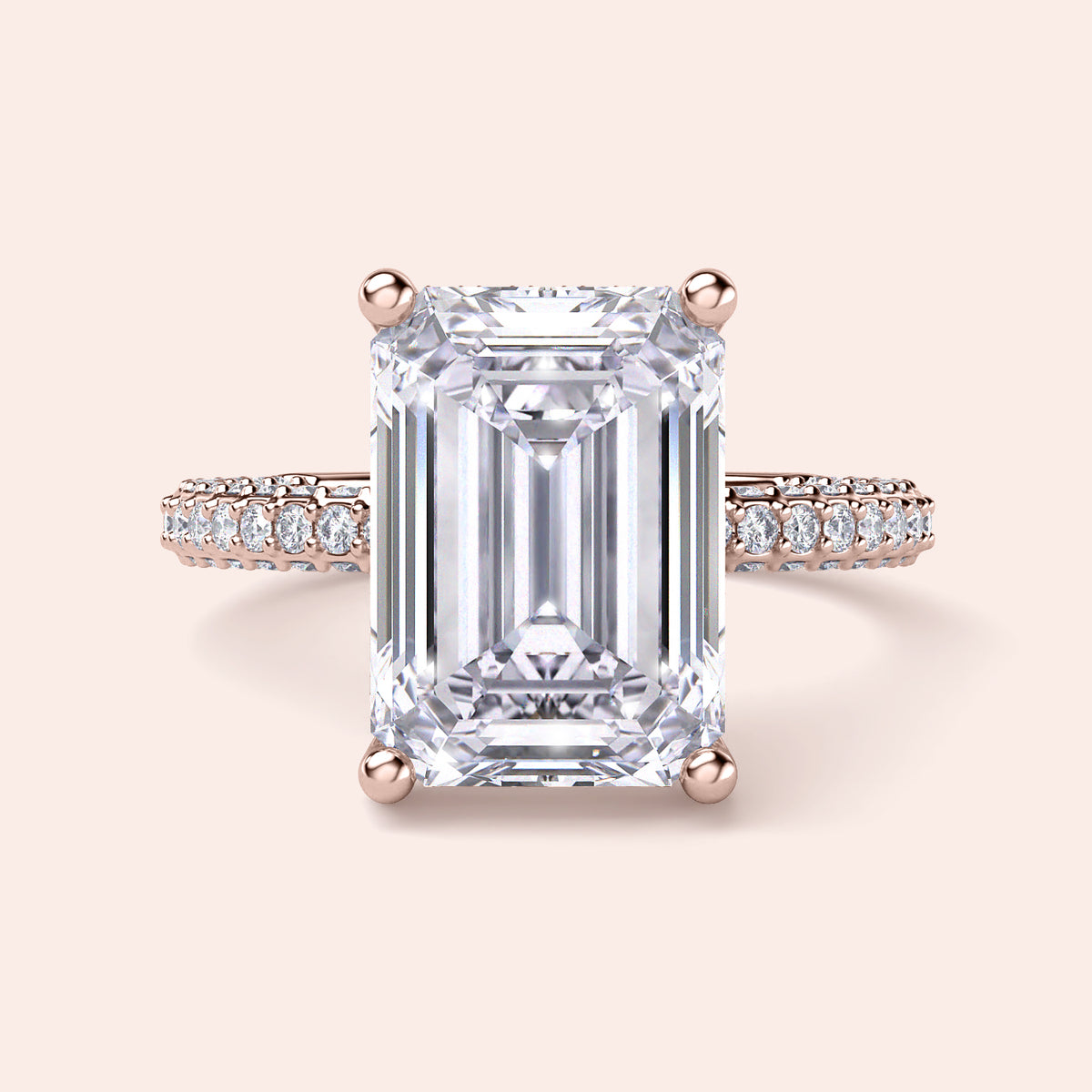 Rose Gold pear-shaped diamond engagement ring withPave band, available in 14K/18K gold or platinum, features an exquisite centerpiece.