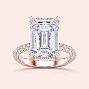 Rose Gold pear-shaped diamond engagement ring withPave band, available in 14K/18K gold or platinum, features an exquisite centerpiece.