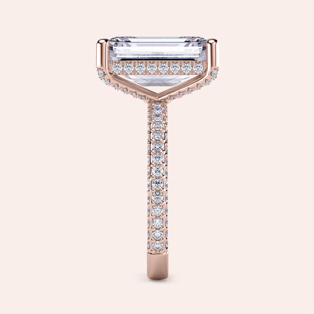 Rose Gold pear-shaped diamond engagement ring withPave band, available in 14K/18K gold or platinum, features an exquisite centerpiece.