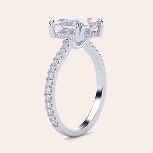 Elegant 14K/18K gold or platinum engagement ring featuring an oval diamond in aPave band, showcasing timeless beauty.