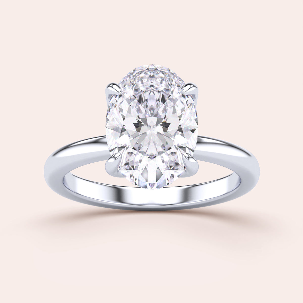 Exquisite 14K or 18K gold or platinum oval diamond solitaire ring, elegant engagement jewelry for special moments.