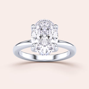 Exquisite 14K or 18K gold or platinum oval diamond solitaire ring, elegant engagement jewelry for special moments.
