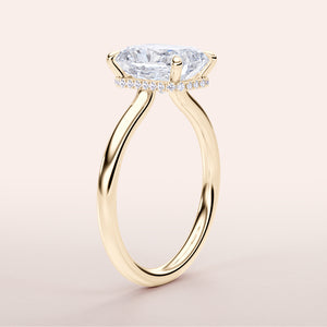 Marquise Diamond Engagement Ring in 14K Yellow Gold with Radiant Hidden Halo and Invisible Gallery Setting.