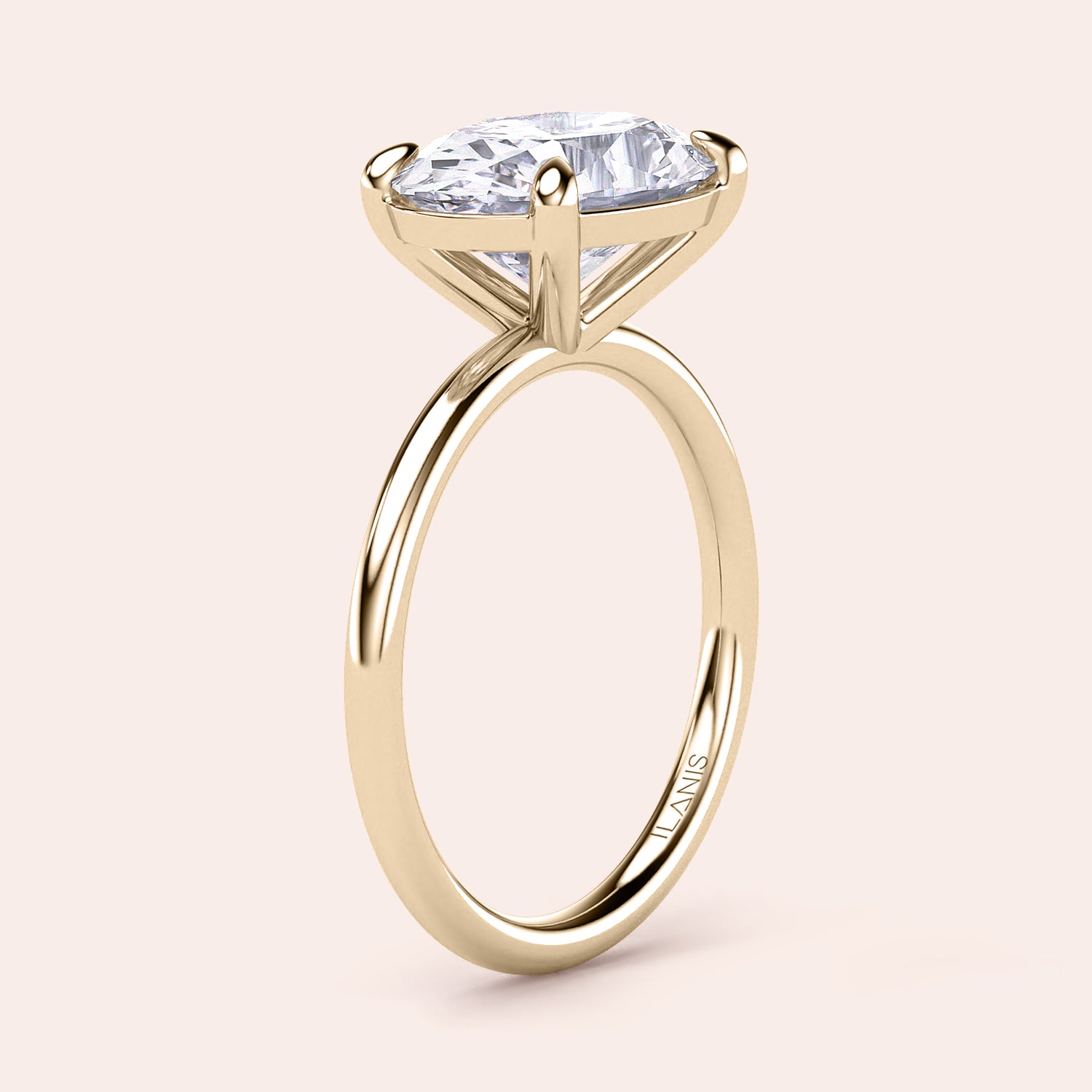 Elegant 14K yellow gold oval east-west solitaire engagement ring featuring a brilliant round-cut diamond in a classic prong setting.|




#14KRecycledYellowGold
#18KRecycledYellowGold





