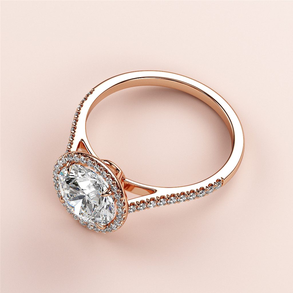 Amaris classic halo round-cut with side stones | ILANIS